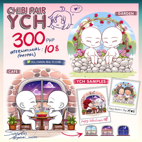 Chibi Pair YCH: Cafe & Garden
