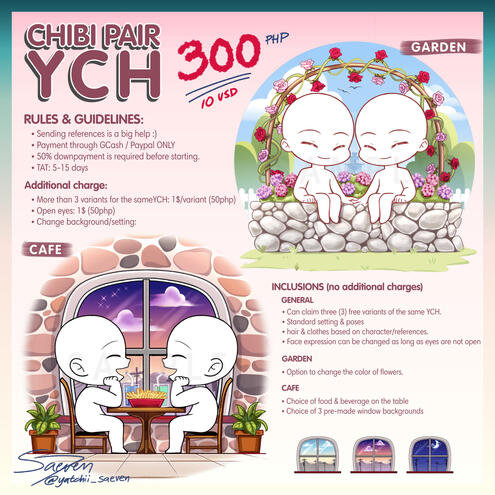 Chibi Pair YCH: Cafe & Garden